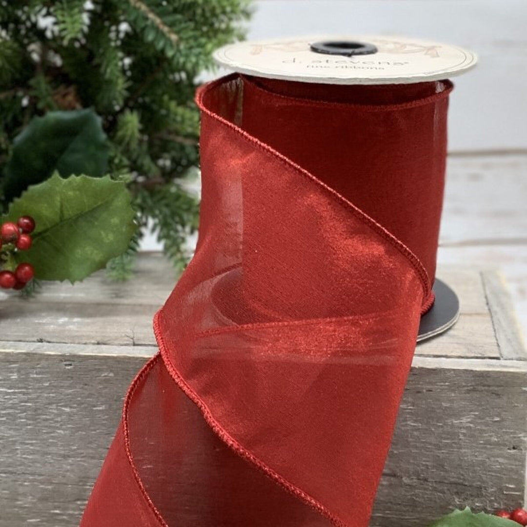 Tissue Silk Red Ribbon - 4"