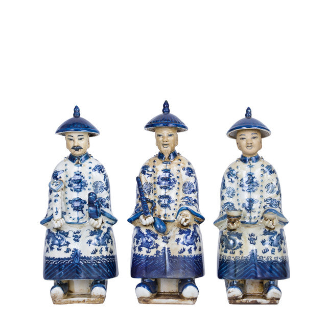B&W Set of 3 Sitting Qing Emperors - Small Scale