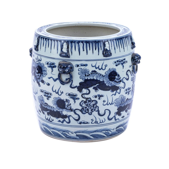 B&W Lion Drum Planter