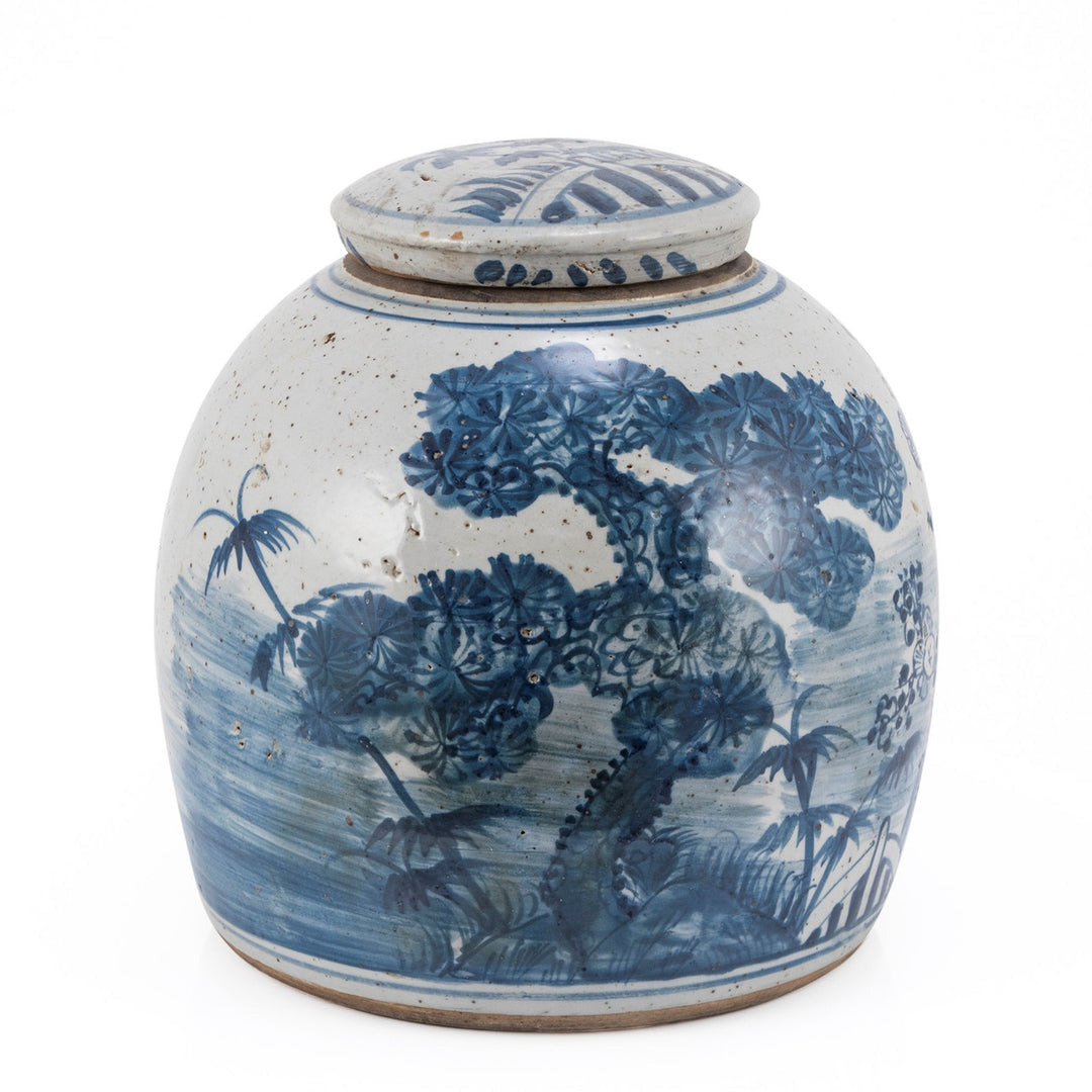 B&W Vintage Ming Jar - Pine Motif