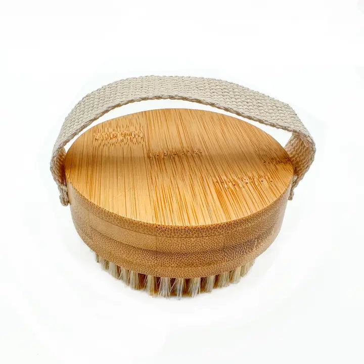 Bamboo Body Brush with Cotton Strap – Ideal for Travel & Tight Spaces