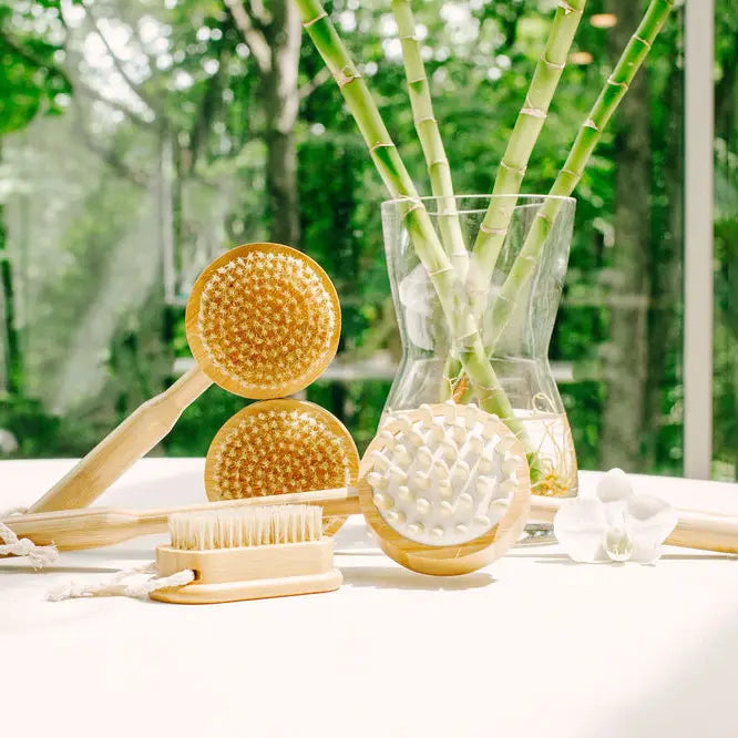 Bamboo Bath Brush – 14" Long with Natural Boar Bristles