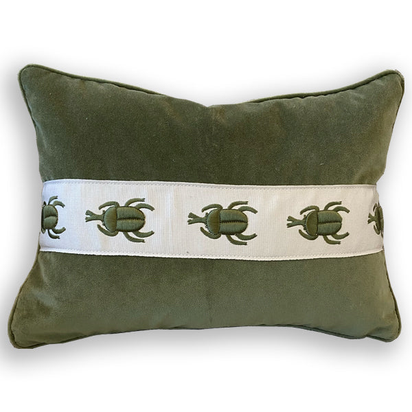 Pillow Lumbar - Green Velvet with Beetle Tape