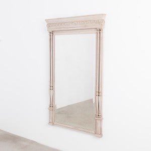Bleached Oak Louis XVI Trumeau Mirror — France, c.1880