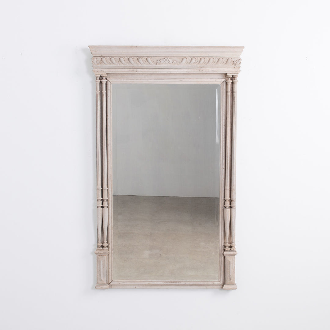 Bleached Oak Louis XVI Trumeau Mirror — France, c.1880