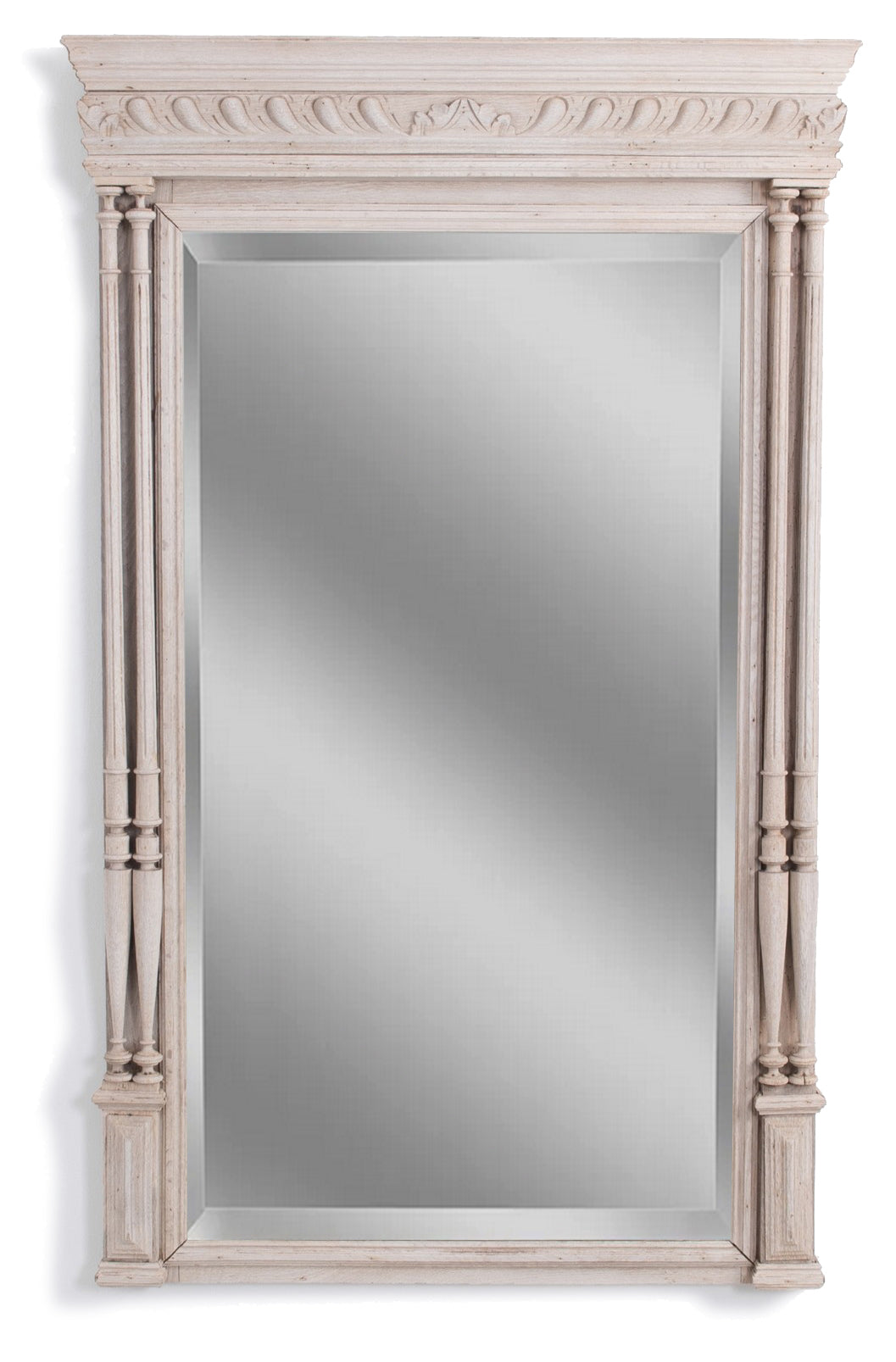 Bleached Oak Louis XVI Trumeau Mirror — France, c.1880