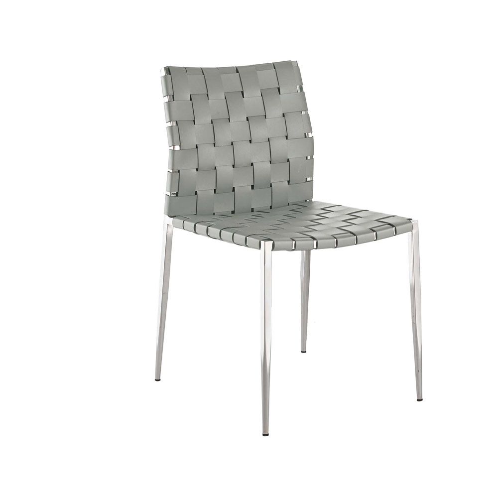 Leather Woven Dining Chairs, Set of 2