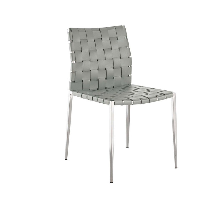 Leather Woven Dining Chairs, Set of 2