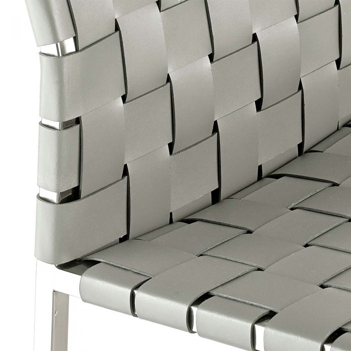 Leather Woven Dining Chairs, Set of 2