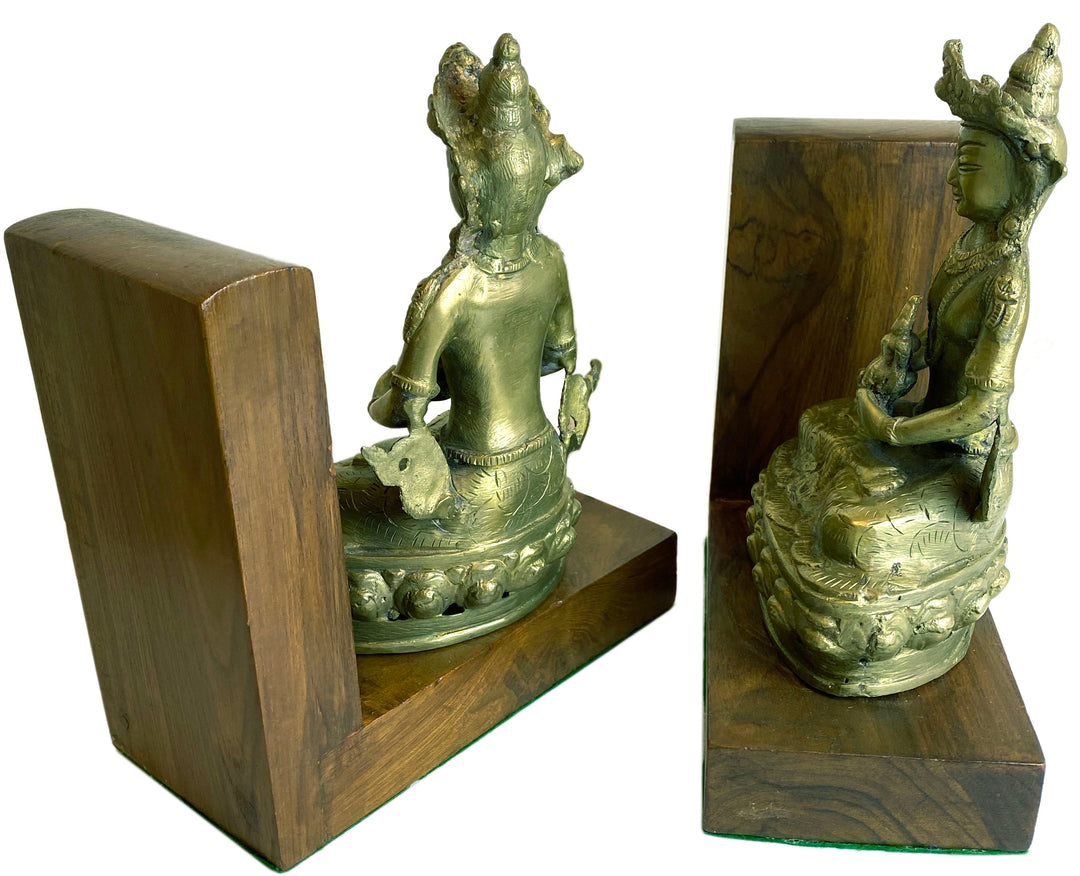 Brass Figures of Buddha Nagaraja Decorative Bookends