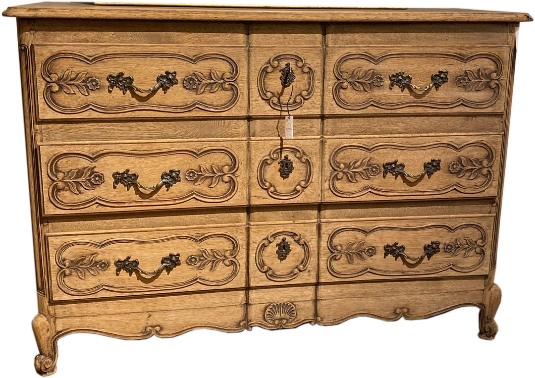 18th Century Carved and Bleached Oak Commode