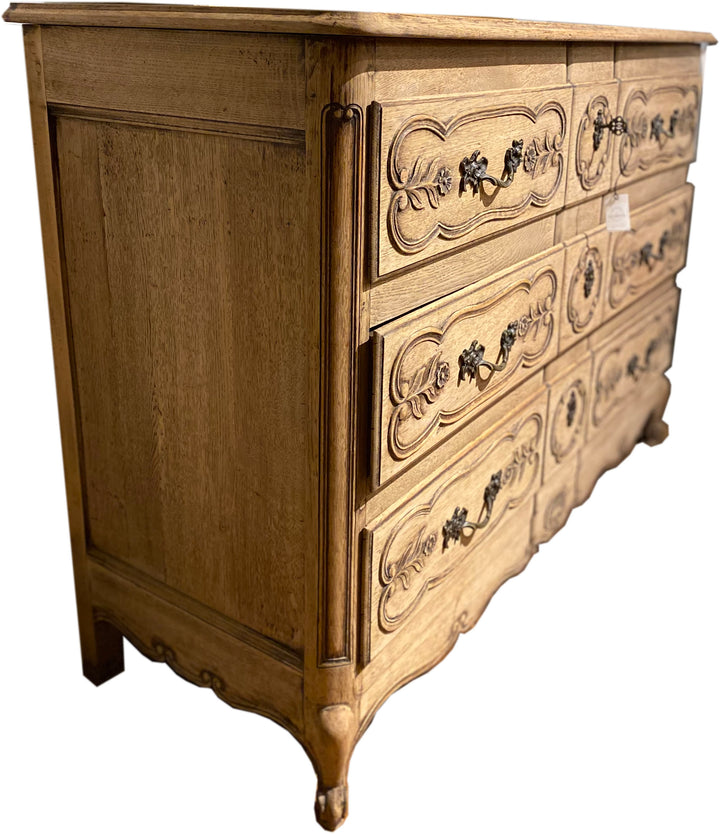 18th Century Carved and Bleached Oak Commode