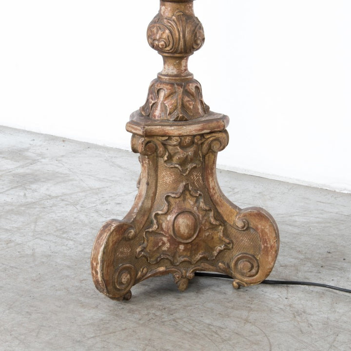 Vintage Carved Column Floor Lamp