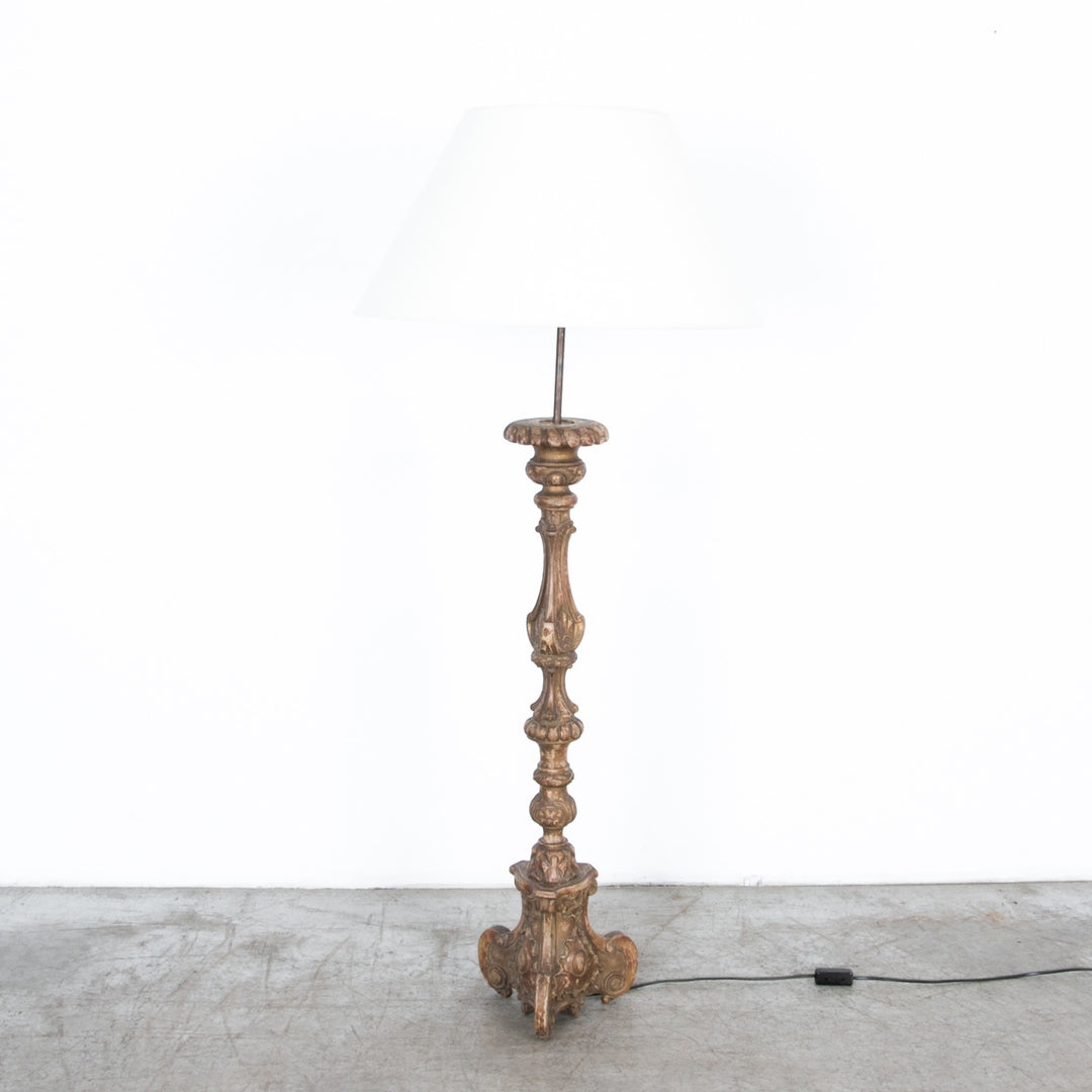 Vintage Carved Column Floor Lamp
