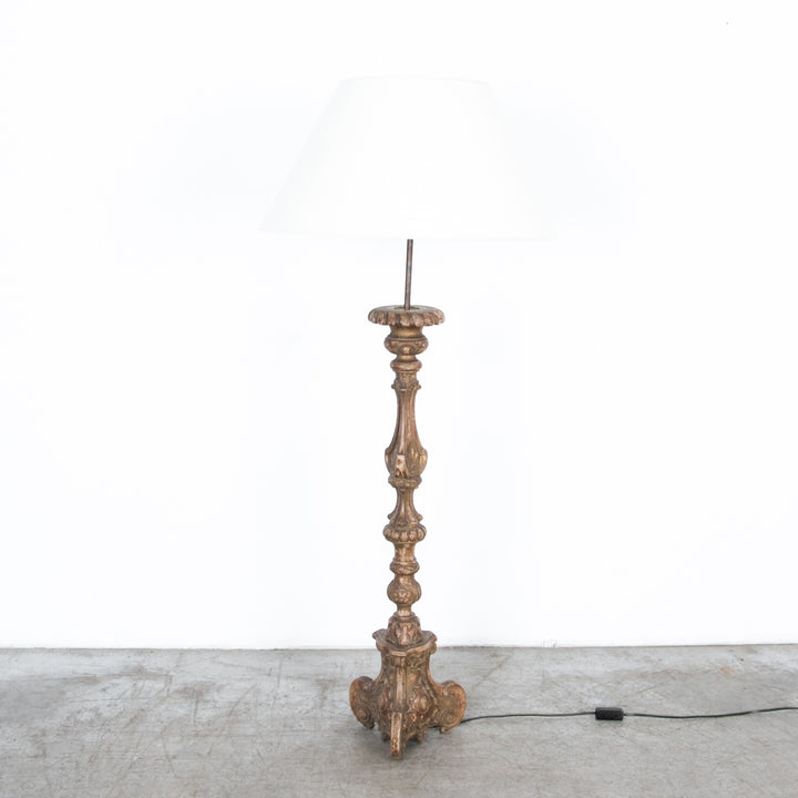 Vintage Carved Column Floor Lamp