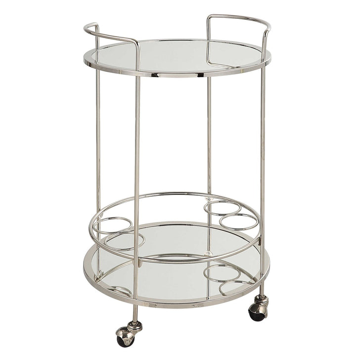 Round Chrome Bar Cart