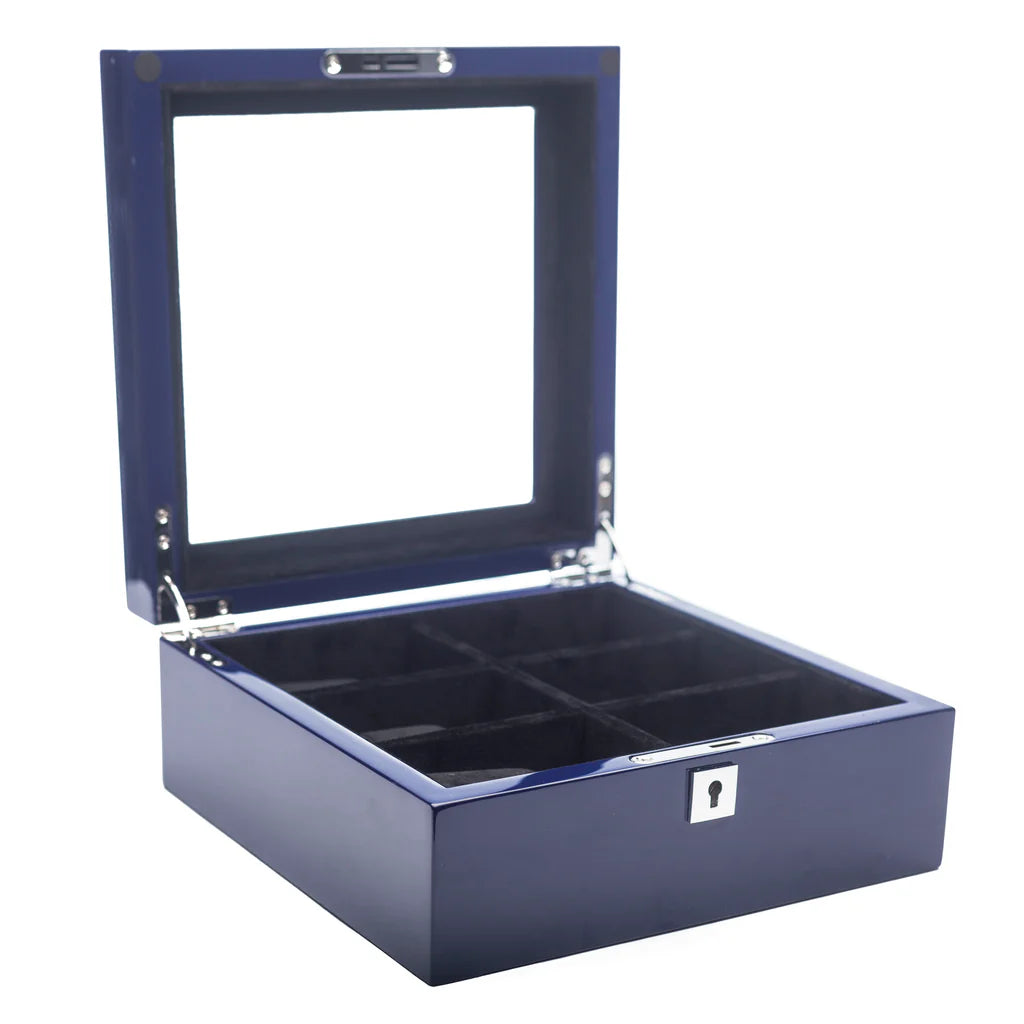 Blue Lacquer Watch Box 6-Slot