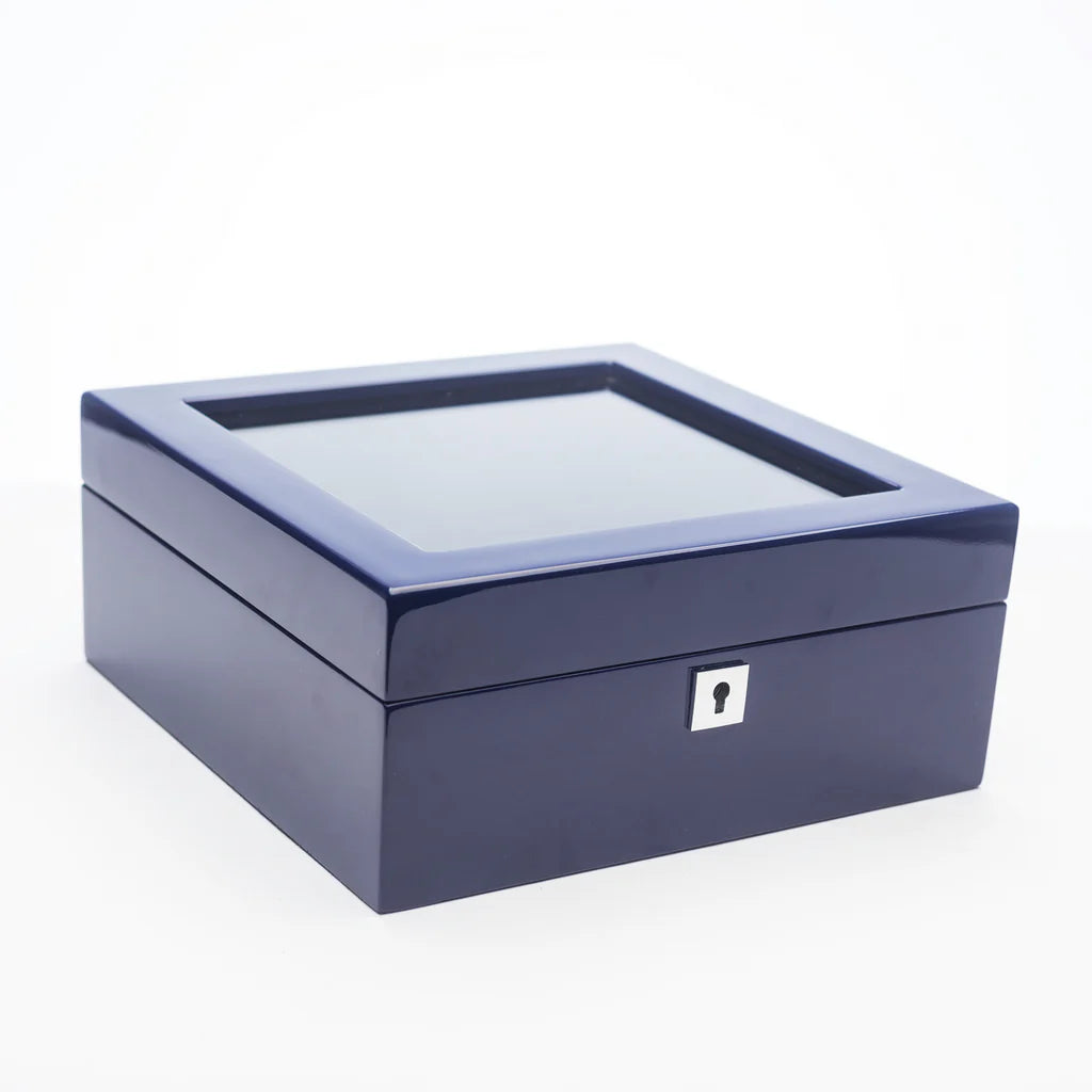 Blue Lacquer Watch Box 6-Slot
