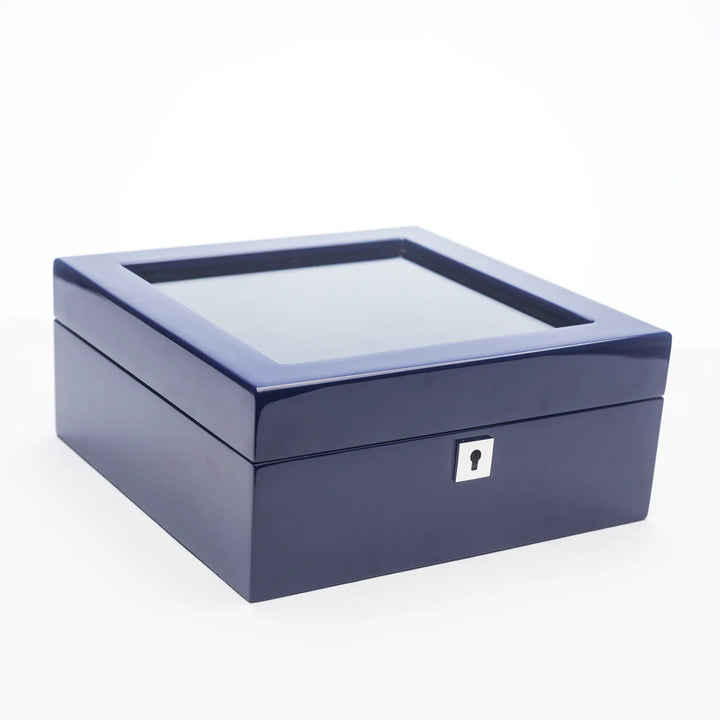Blue Lacquer Watch Box 6-Slot