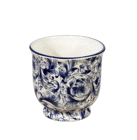 B&W Cache Pot Round Fleur