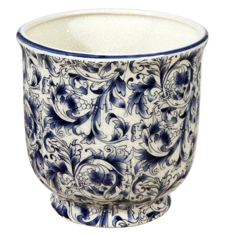 B&W Cache Pot Round Fleur