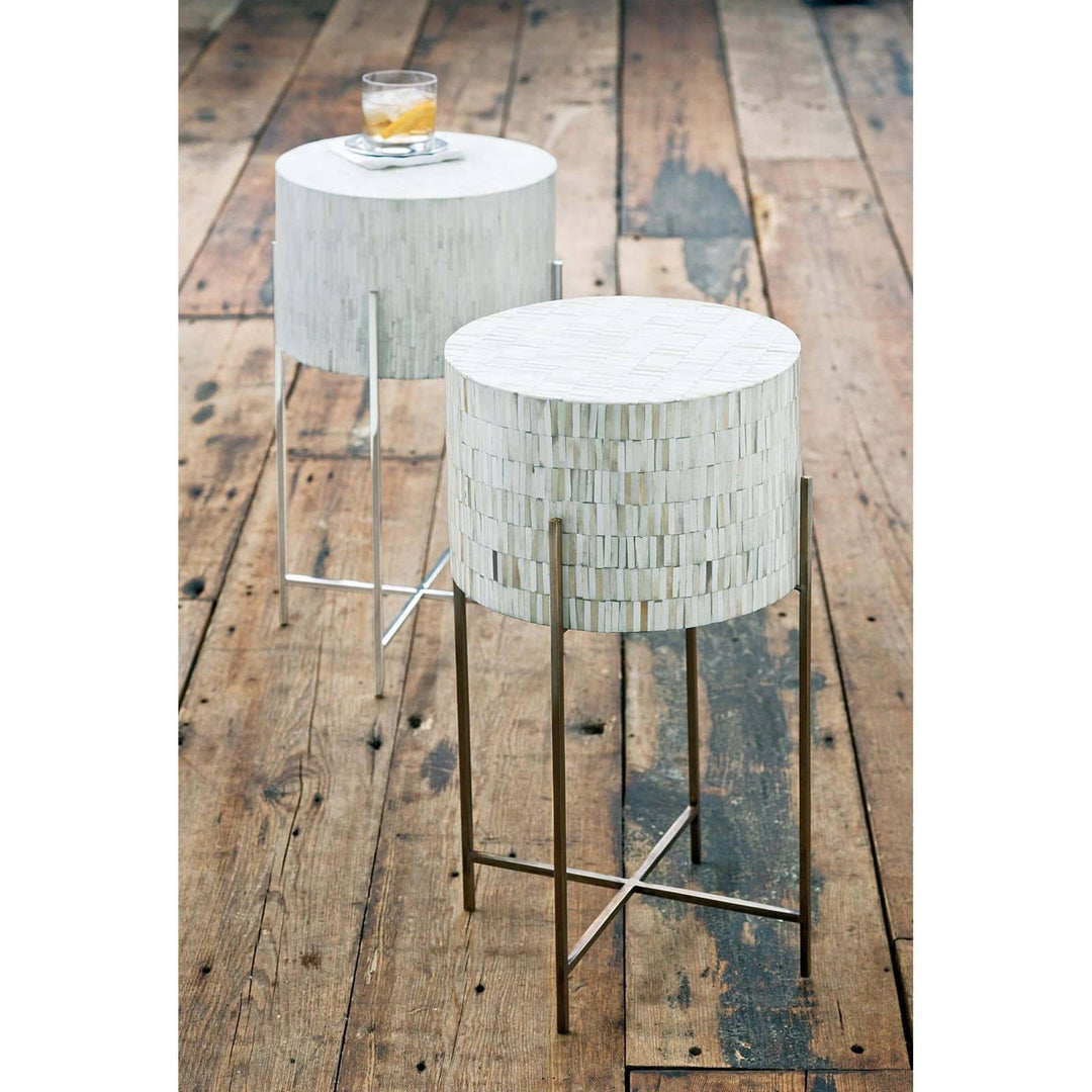 Brass and Bone Drum Table