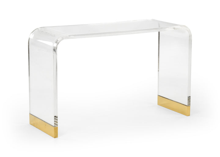 Acrylic Waterfall Console with Gold Accent