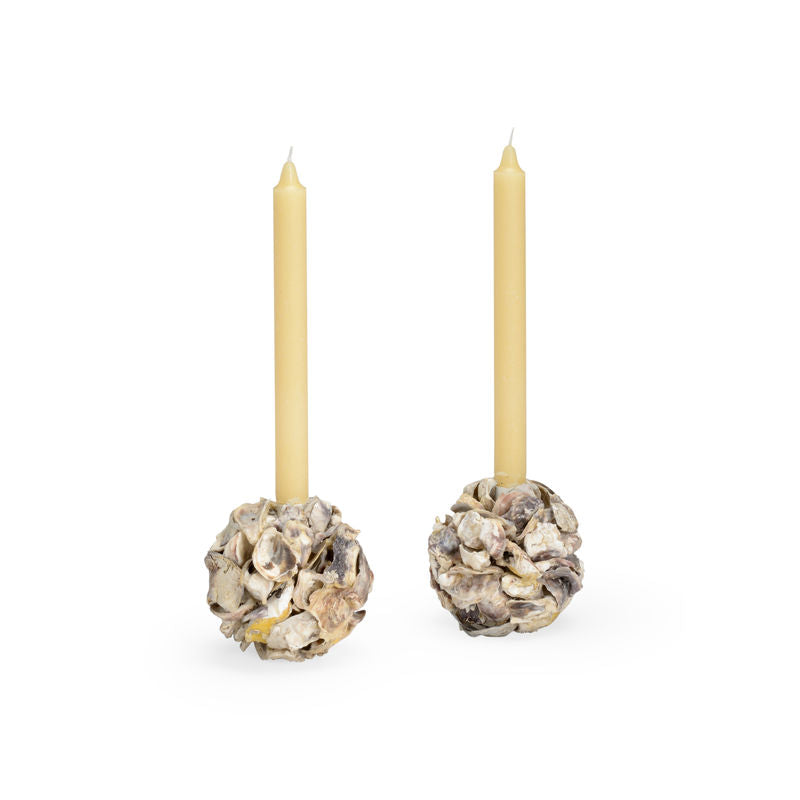 Oyster Shell Candle Holder, Set/2