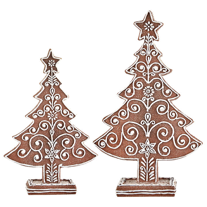 Frosted Gingerbread Trees – Set of 2