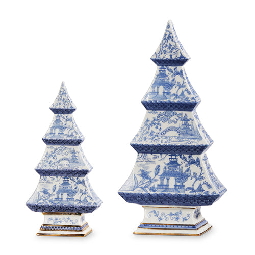 Blue Chinoiserie Trees – Set of 2