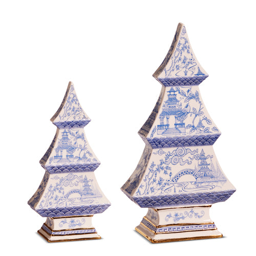 Blue Chinoiserie Trees – Set of 2