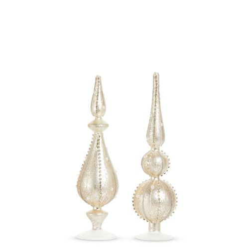Silver Mercury Glass Pearl Finial