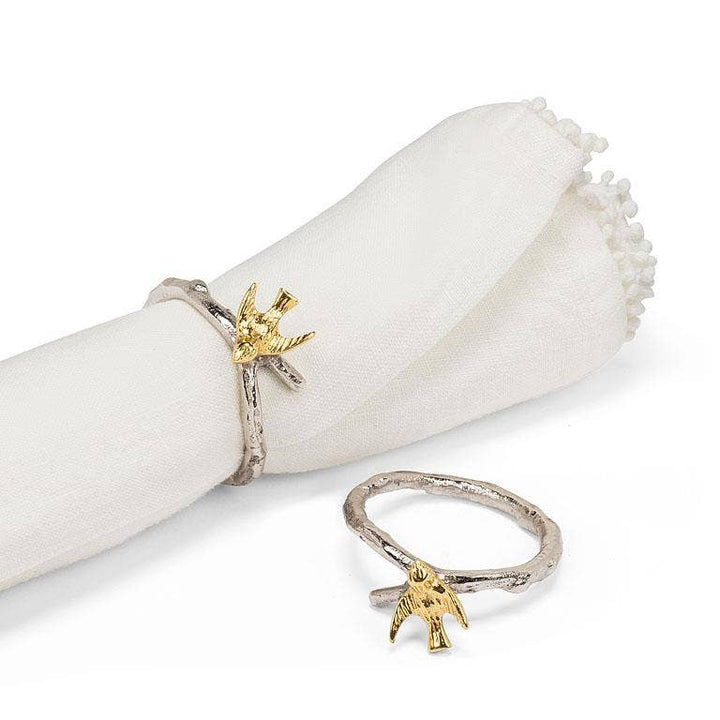 Bird on Branch Napkin Ring Set of 4