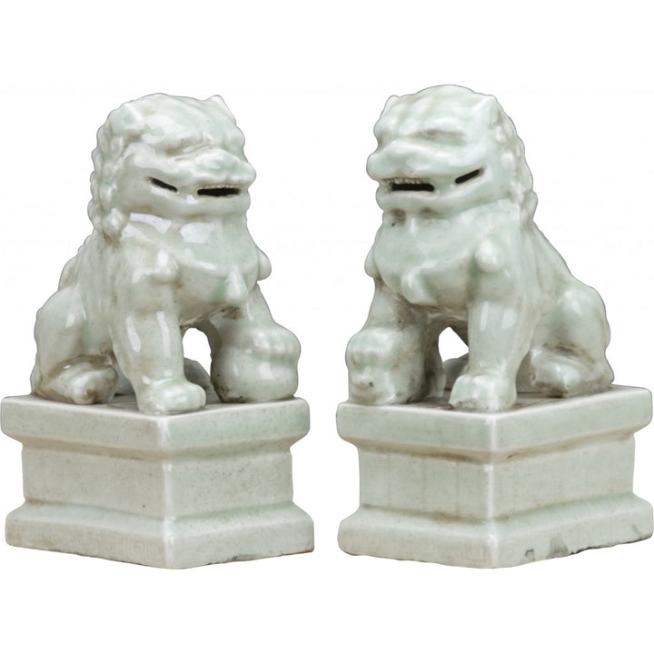 Pair of Celadon Foo Dogs