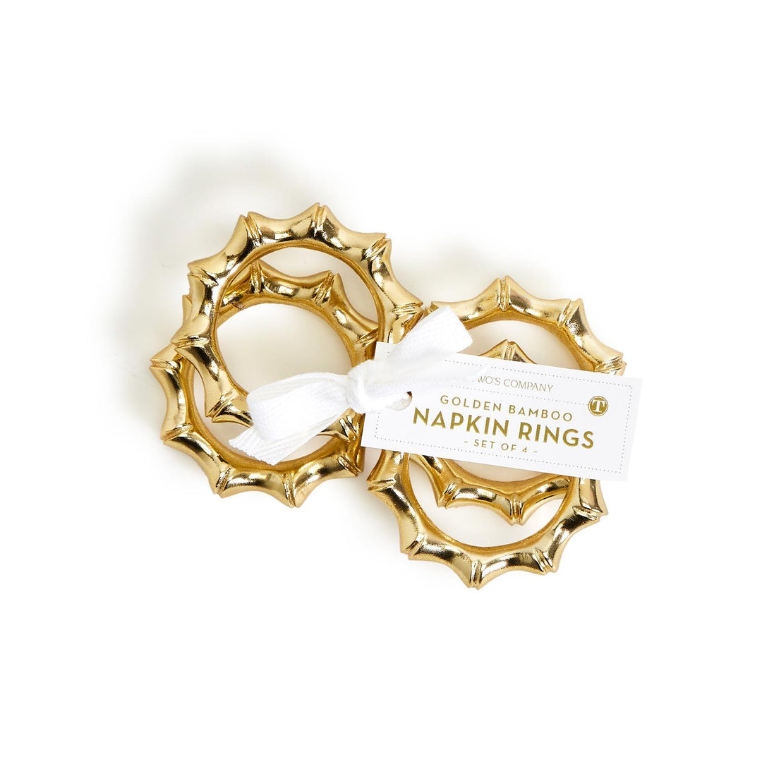 Golden Bamboo Napkin Rings, Set of 4