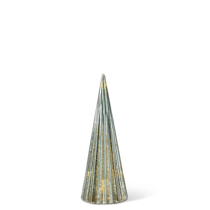 Sage Green Mercury Glass LED Trees, Set of 3