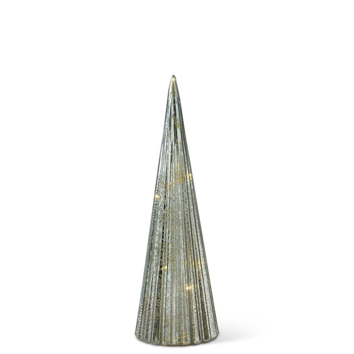 Sage Green Mercury Glass LED Trees, Set of 3