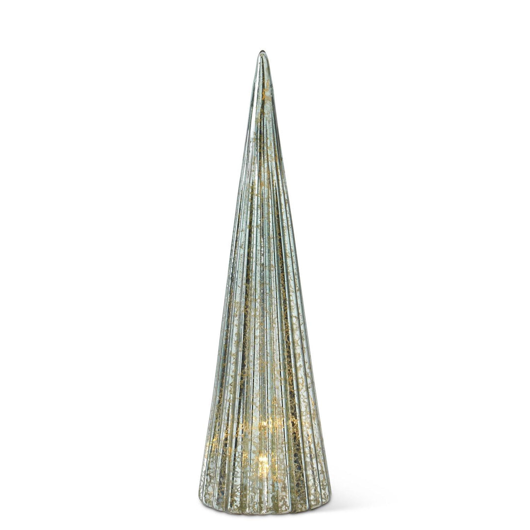 Sage Green Mercury Glass LED Trees, Set of 3
