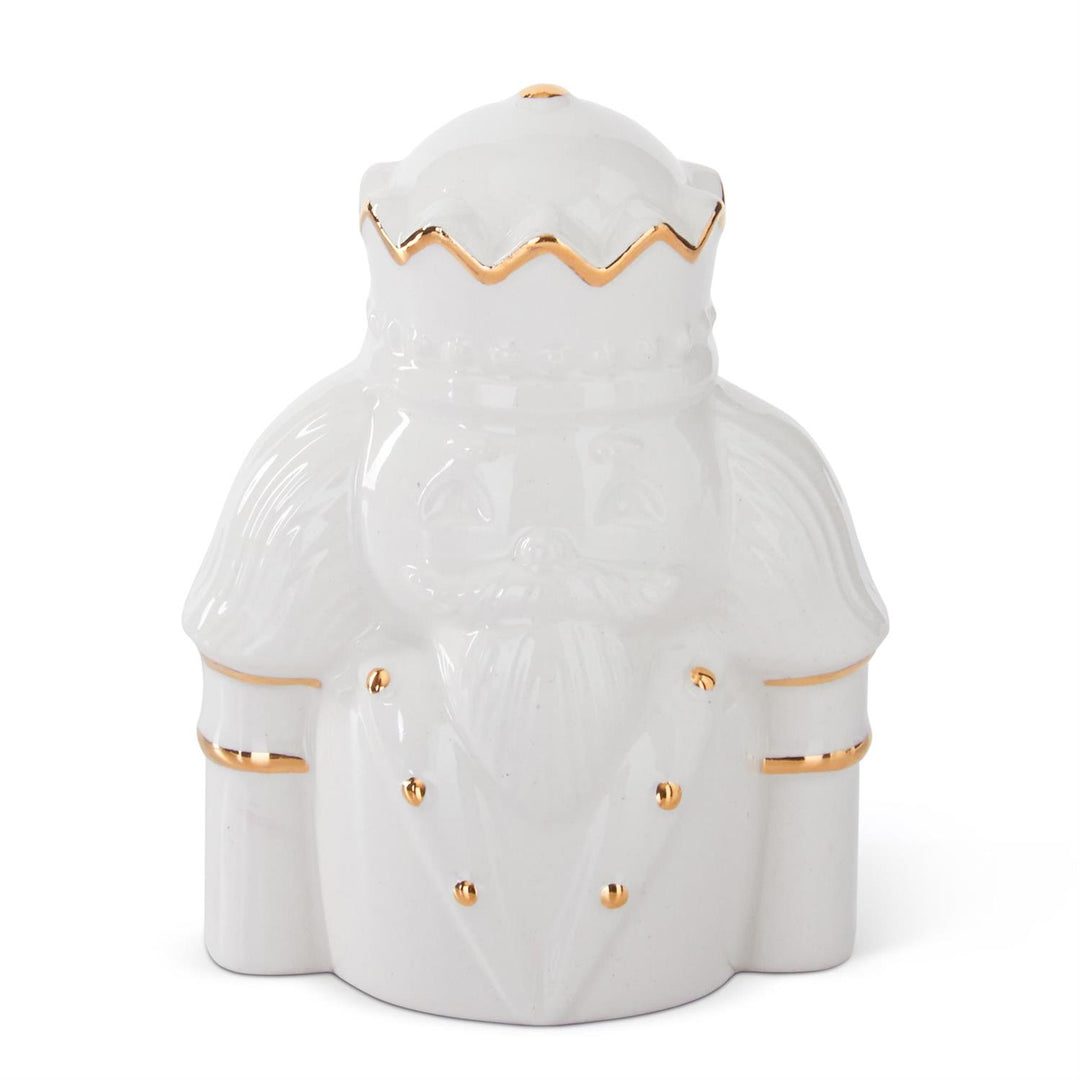 White Nutcracker Salt & Pepper Shakers with Gold Accents – Set of 2