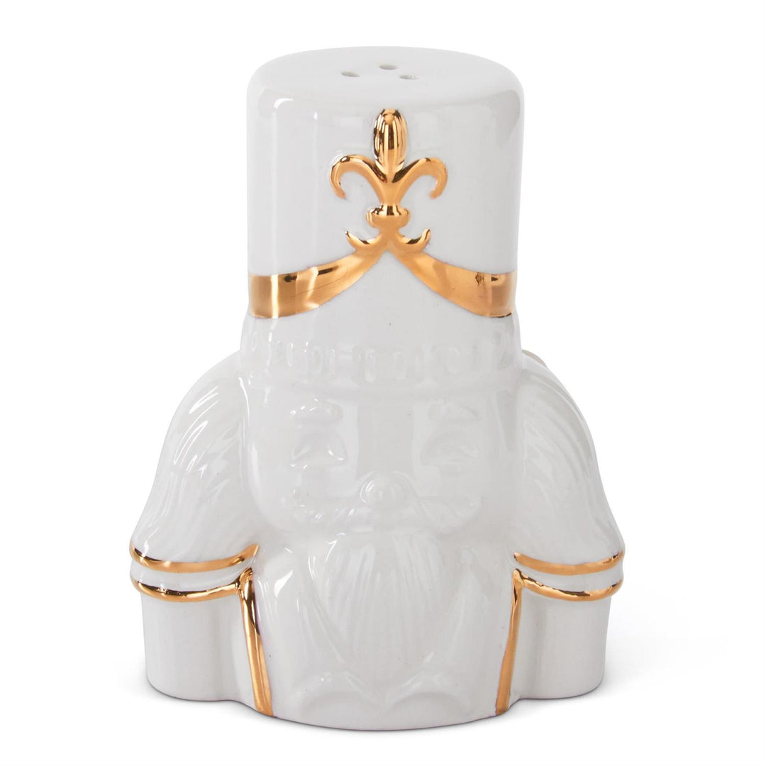 White Nutcracker Salt & Pepper Shakers with Gold Accents – Set of 2