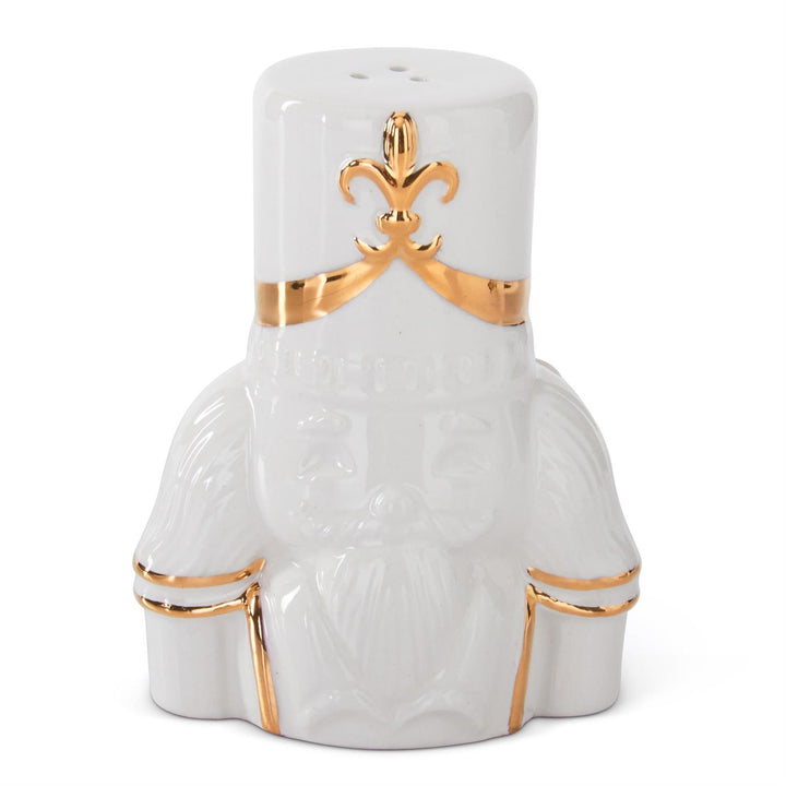 White Nutcracker Salt & Pepper Shakers with Gold Accents – Set of 2