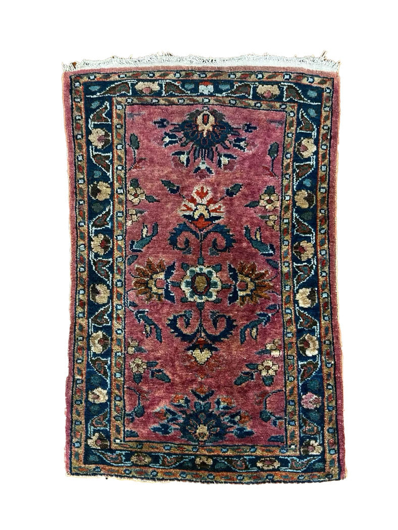 Antique Hand-Knotted "Painted" Sarouk Rug, c.1920