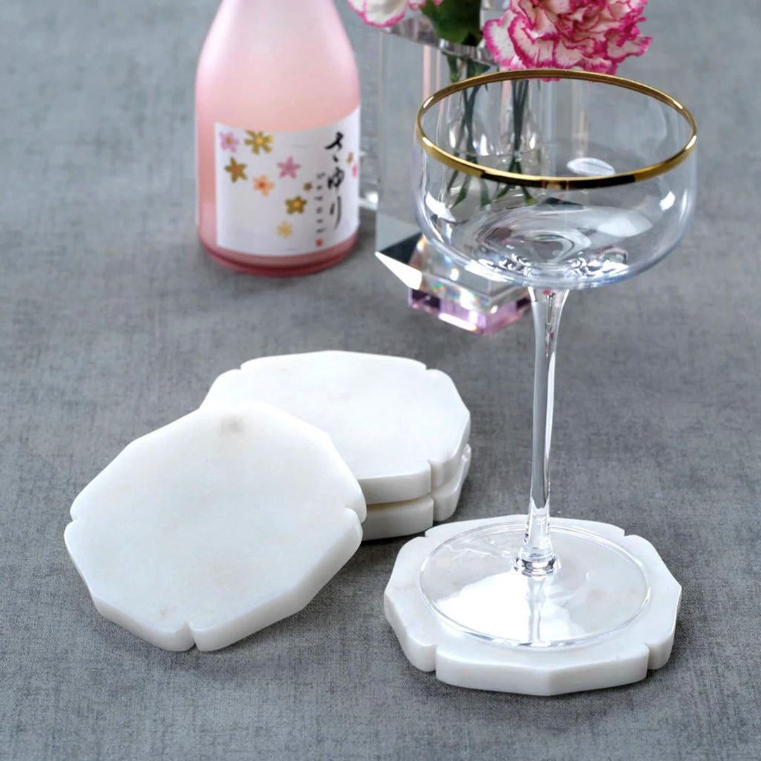 Pietre White Marble Coasters, Set of 4