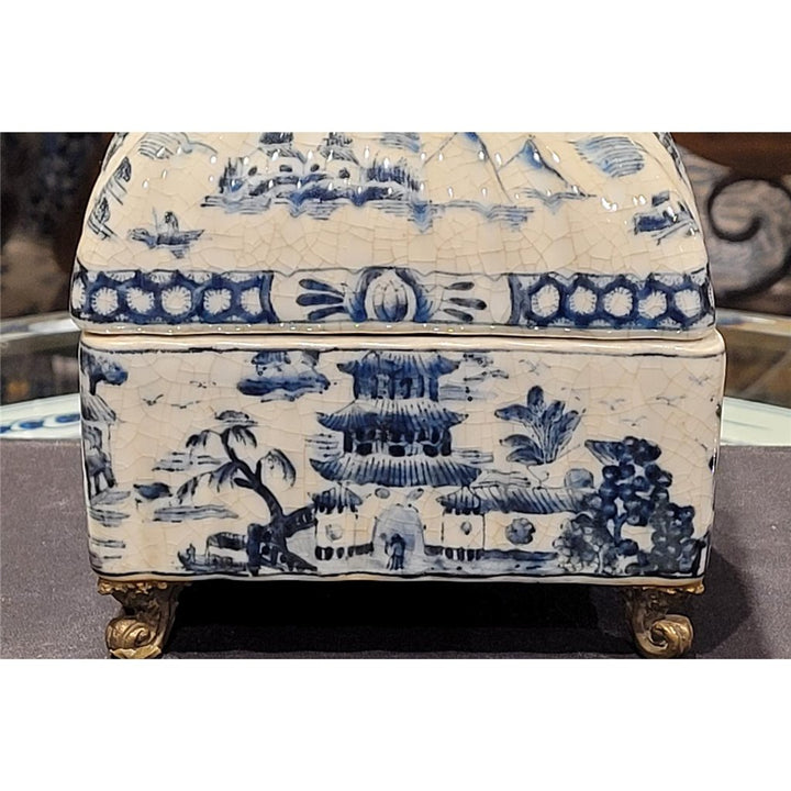 B&W Blue Willow Porcelain Box