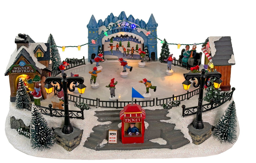 Animated Holiday Ice Rink with Music & Lights