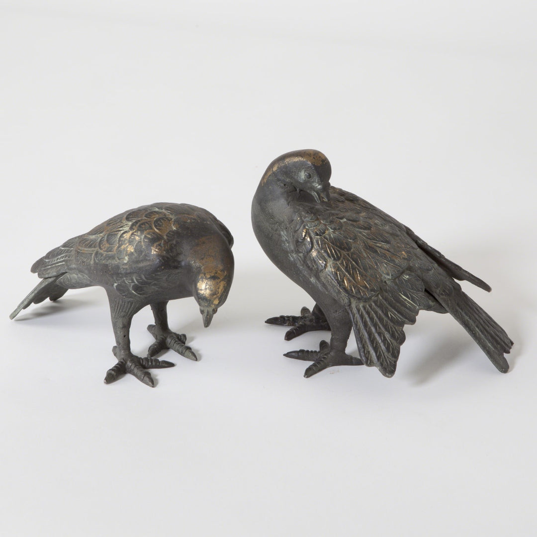 Aged Gold Leaf Doves, Set of 2