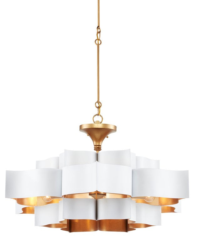 Grand Lotus Small White Chandelier