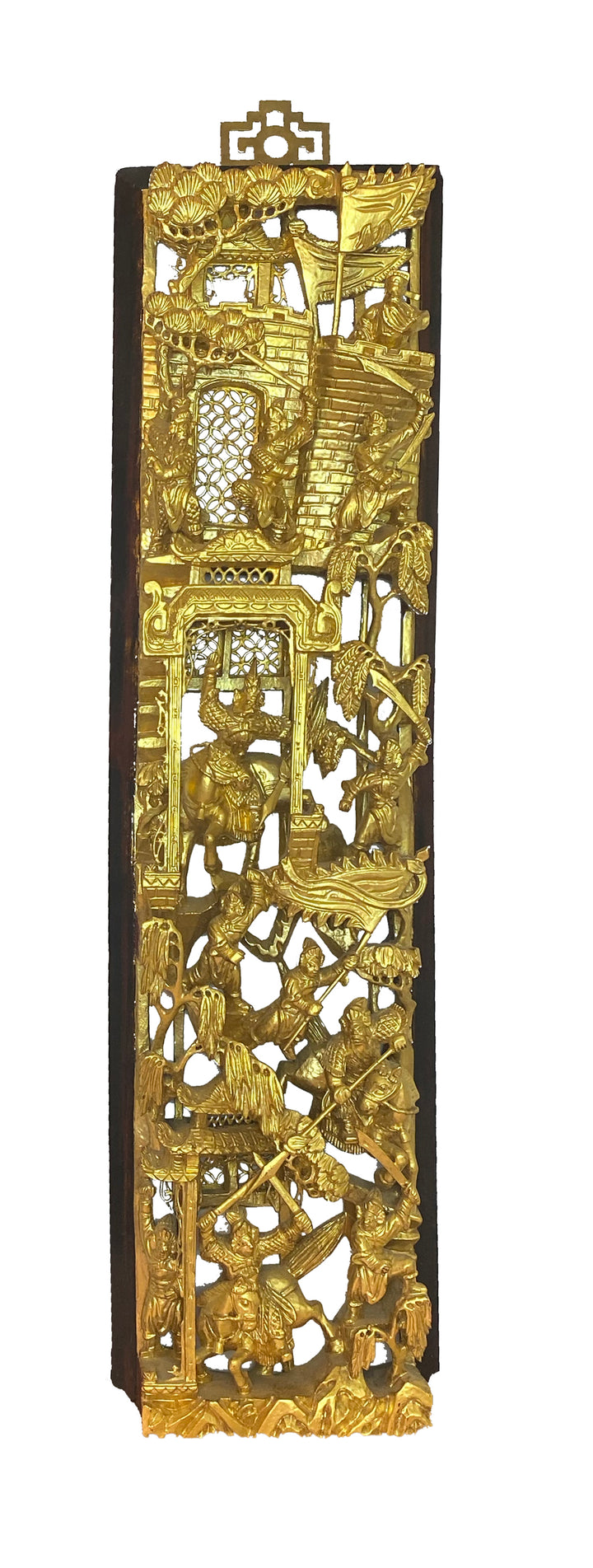 Pair of Vintage Asian Gilded Carved Panels