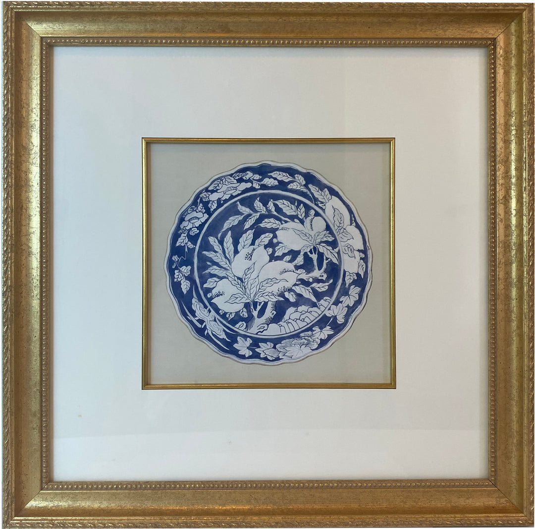 Blue & White Porcelain Motif Print