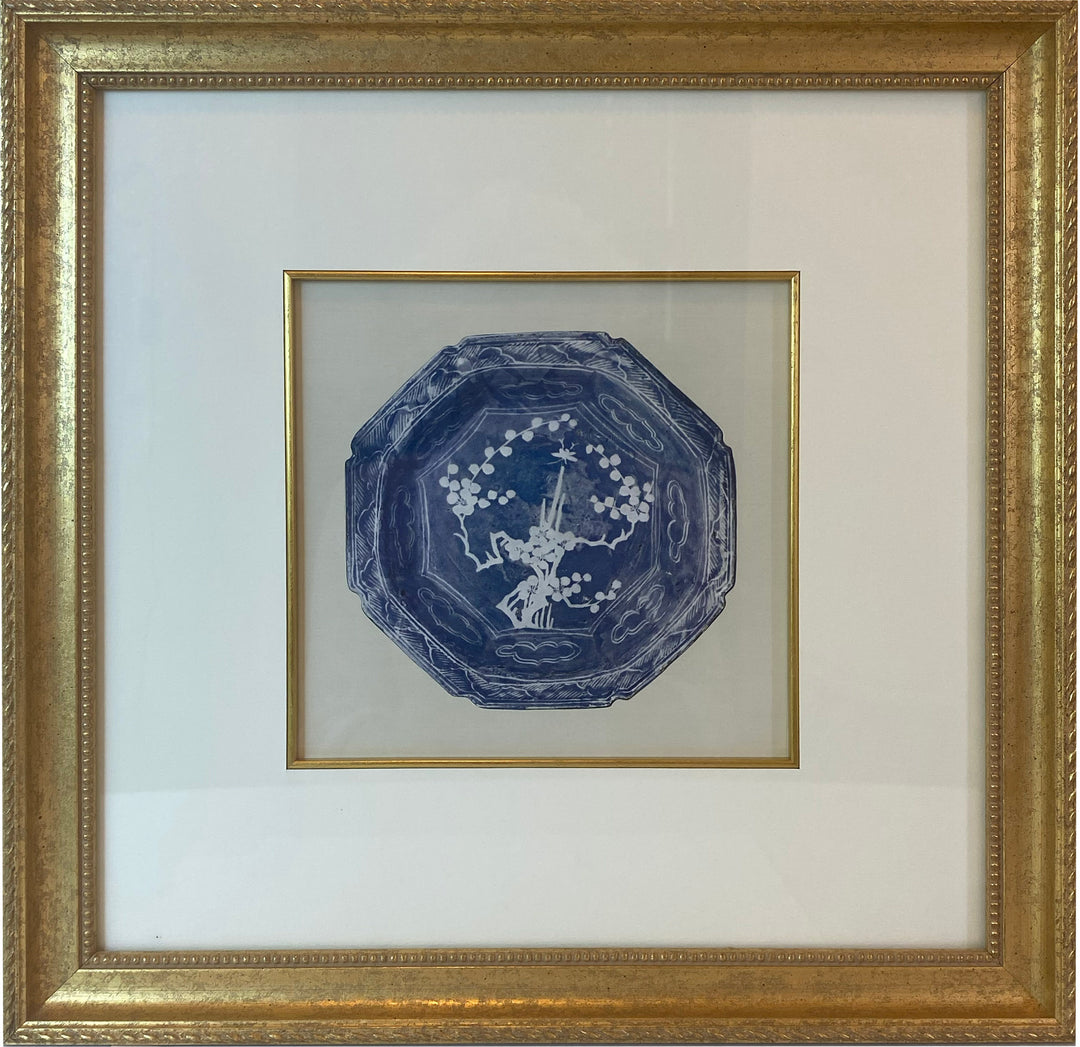 Blue & White Porcelain Motif Print